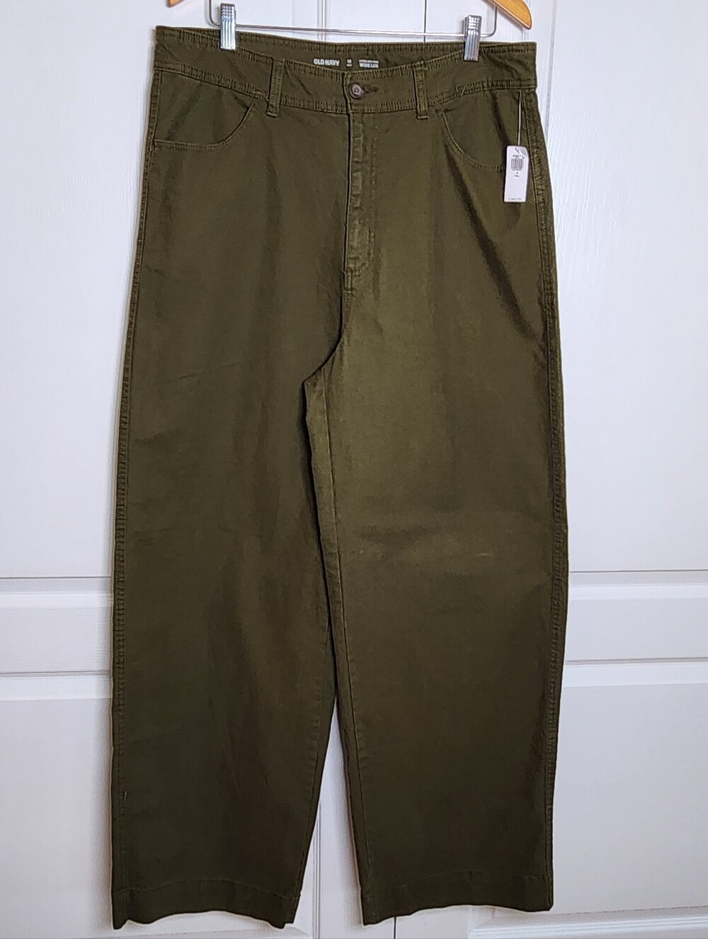 Old Navy Womens Size 16 Tall extra wide leg casual pants NWT Olive Green Cotton